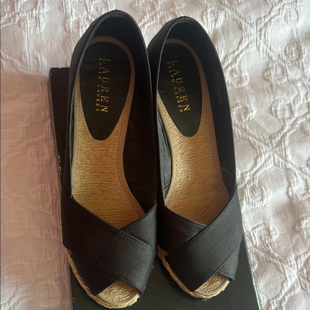 Lauren Ralph Lauren Black Espadrille Wedges
